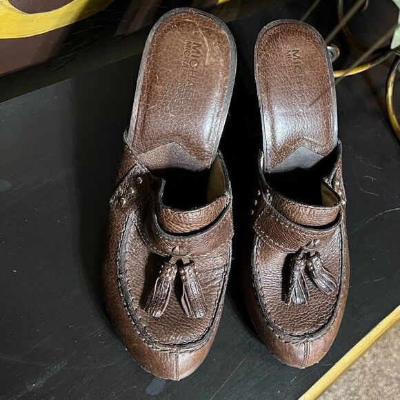 MICHAEL Michael Kors Brown Leather Mules Size 7.5 - Picture 3 of 5